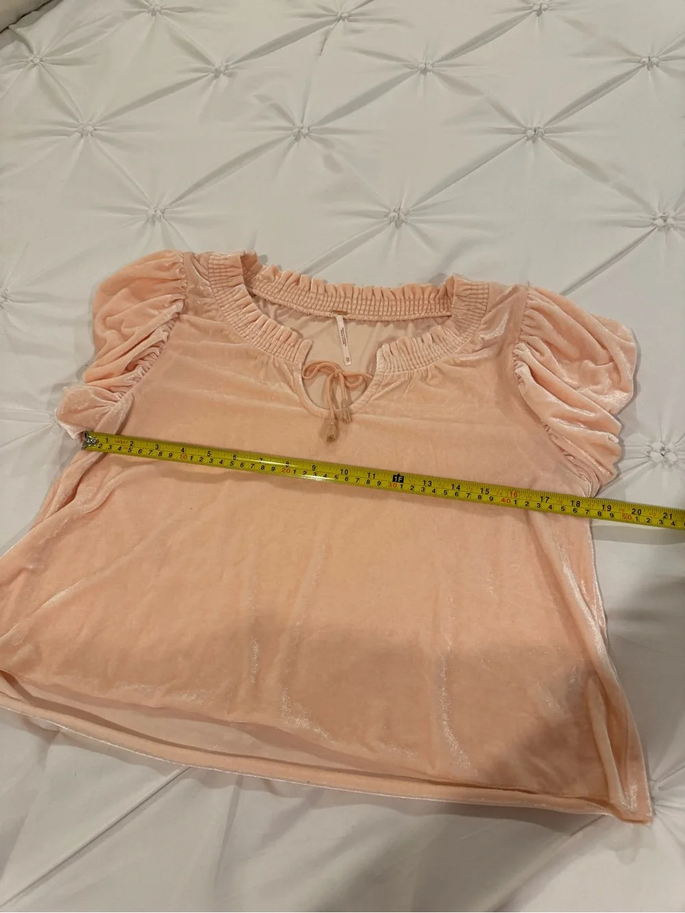 Free People Velvet Puff Sleeve Tie Front Top Blush Pink Size XS